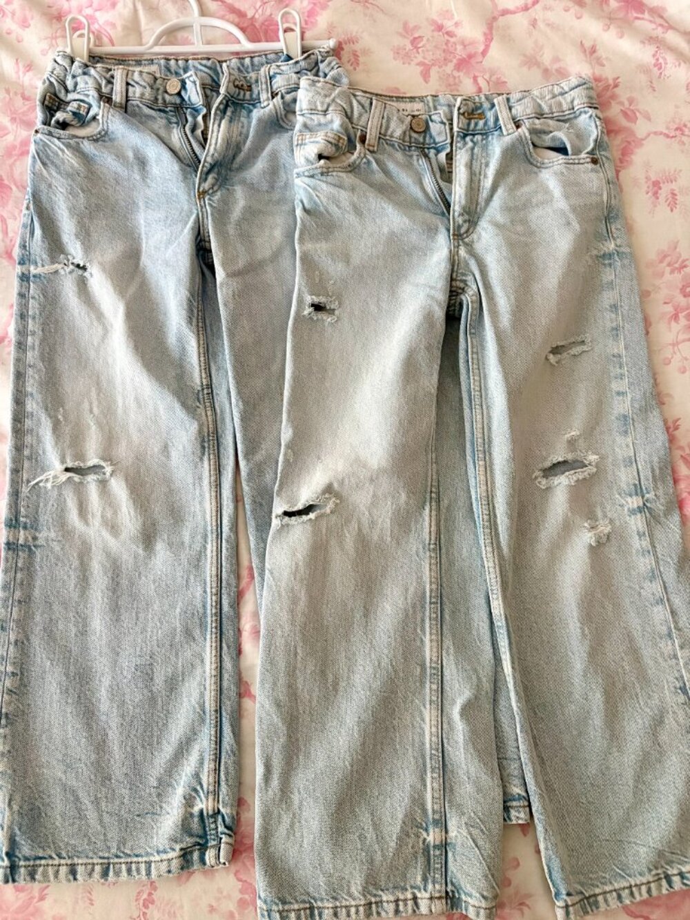Zara RIPPED WIDE LEG JEANS Girls Size 8-9 (2 pairs)
